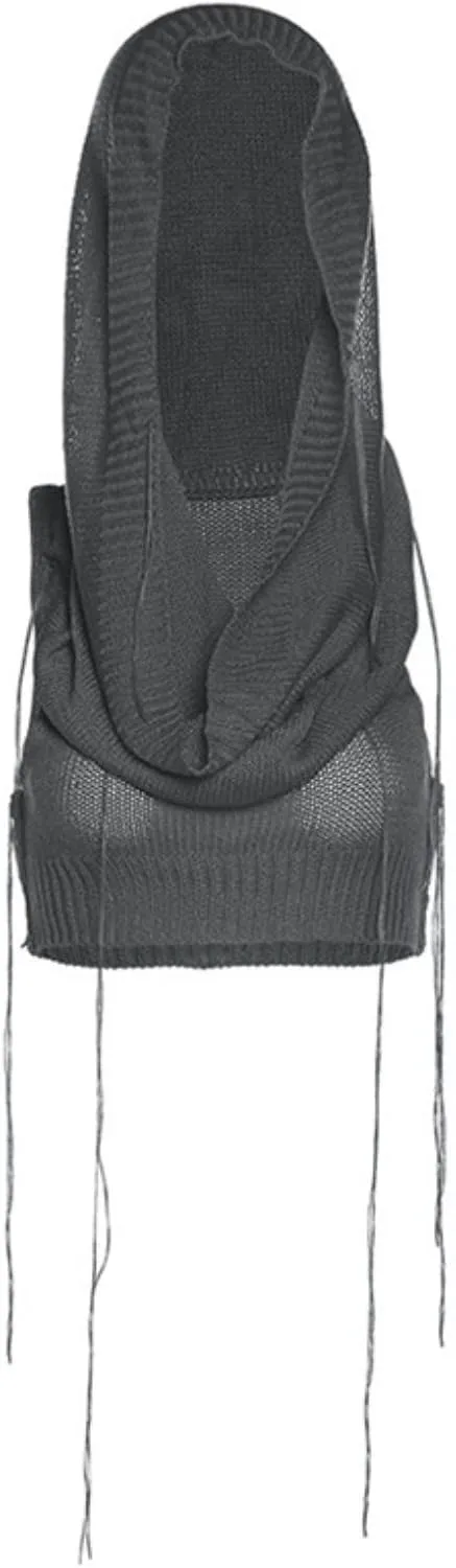 Women's Knitted Hoodie Sweater Vest Sexy Sleeveless Hollow Out Hooded Crop Top Draped Sweatshirt Streetwear
