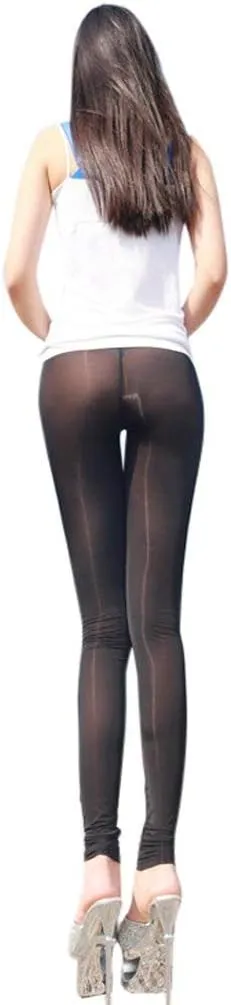 Women's Sexy See Through Sheer Tight Pants Nylon Legging