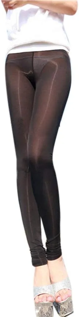 Women's Sexy See Through Sheer Tight Pants Nylon Legging