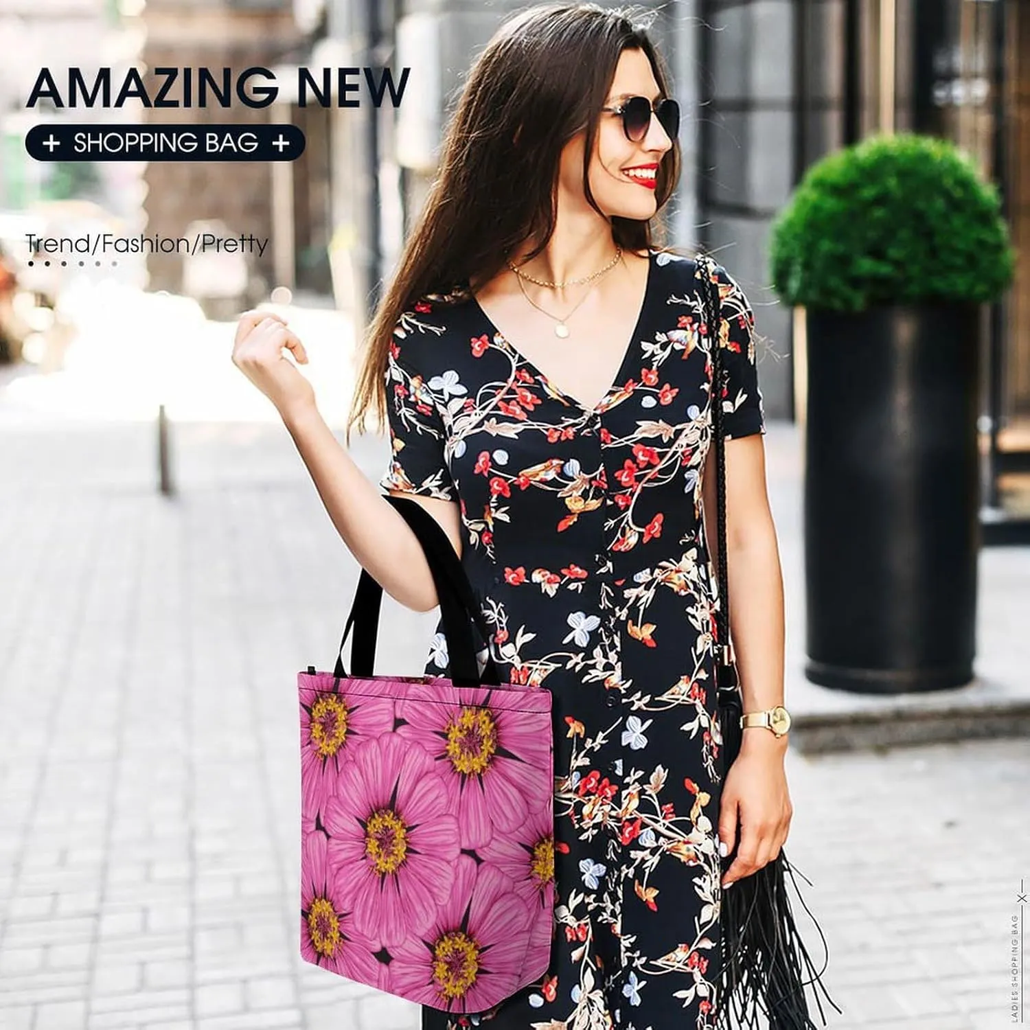 Yellow Pink Orchid Flowers Hobo Handbags With Zipper Women's Tote Handbags