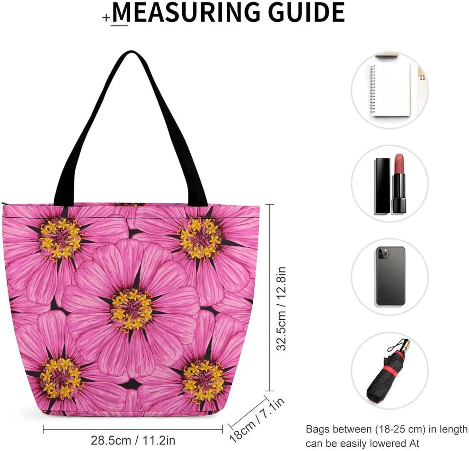 Yellow Pink Orchid Flowers Hobo Handbags With Zipper Women's Tote Handbags