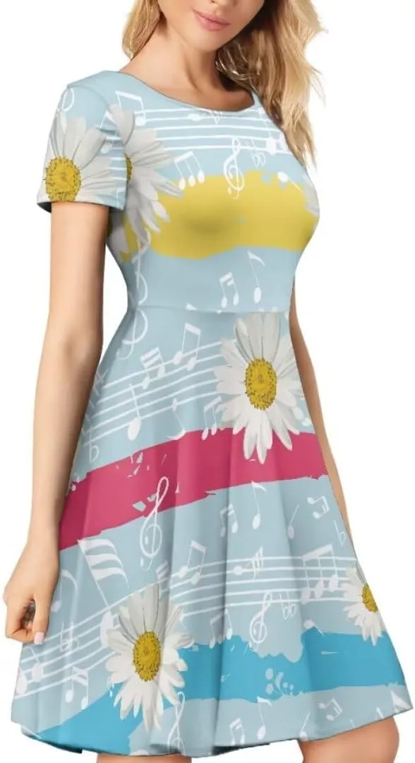 Youngerbaby Cute Love Paw Print Girls Skirts Casual Dresses Novelty Swing Midi Dress Festival
