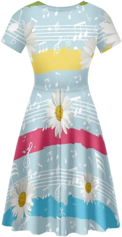 Youngerbaby Cute Love Paw Print Girls Skirts Casual Dresses Novelty Swing Midi Dress Festival