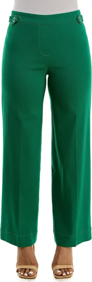 Zac & Rachel Women's Pull on Millennium Wide Leg Pant W/Hardware Waist Tabs