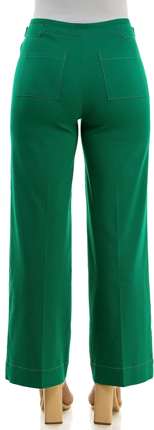 Zac & Rachel Women's Pull on Millennium Wide Leg Pant W/Hardware Waist Tabs