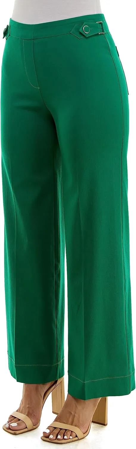 Zac & Rachel Women's Pull on Millennium Wide Leg Pant W/Hardware Waist Tabs