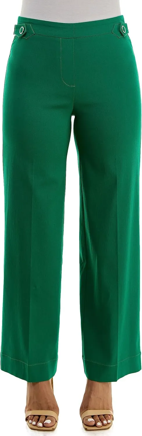 Zac & Rachel Women's Pull on Millennium Wide Leg Pant W/Hardware Waist Tabs