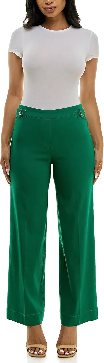 Zac & Rachel Women's Pull on Millennium Wide Leg Pant W/Hardware Waist Tabs